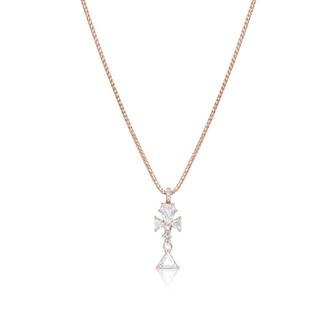 one of a kind 0.98ct trillion diamond cross pendant necklace,<br>in 18K rose gold, by Dominique Cohen